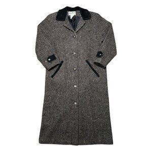 Vintage LL Bean Women's Wool Blend Tweed Long Coat, Made in USA, Petite Small
